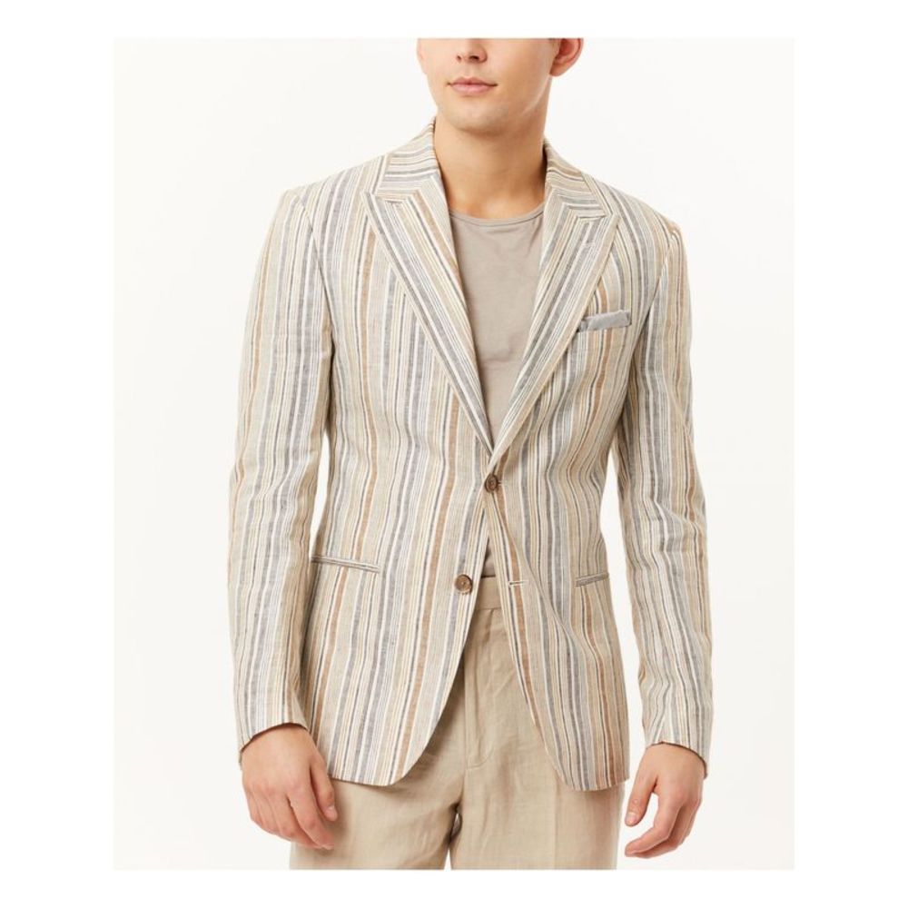 TALLIA ORANGE Mens Beige Single Breasted, Blazer Jacket L